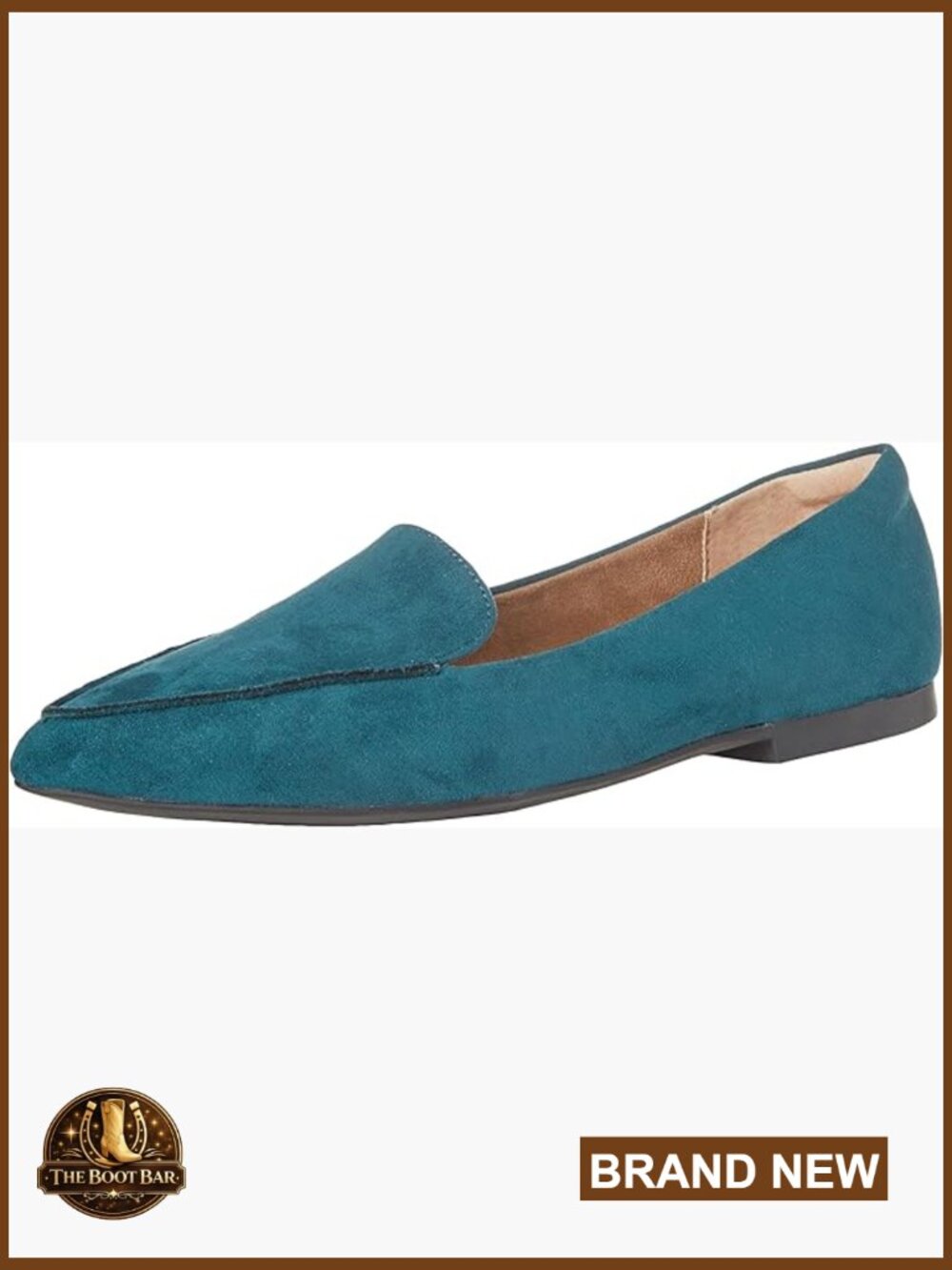 Women's Faux Suede Loafers with Padded Insole, Pointed Toe Slip-On Flats